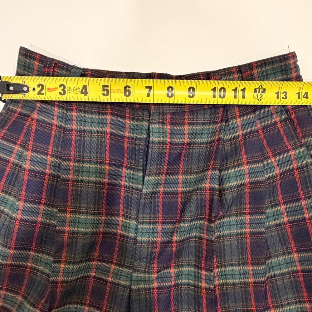 Plaid High Waisted Worthington Pants, Pleated Tapered Leg Vintage Apparel - Picture 6 of 8